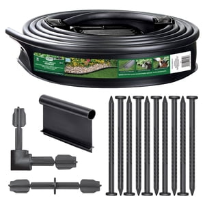 Expert Gardener 20 ft Black Plastic Garden Border Edging Kit