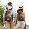 thumbnail image 4 of Disketp Cute Kitten Water Lilies print Canvas Backpack Lightweight Travel Daypack Student Rucksack Laptop Backpack-Medium, 4 of 5