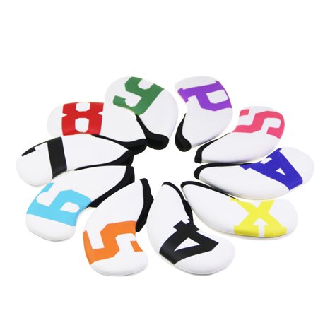 10x Protective Golf Iron Headcover Golf Club Head Cover Putter Set 7,8,9,P,A,S, Wedge Case for Golfers Brands - White