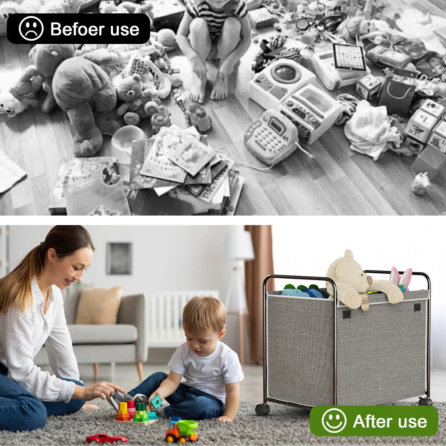110L Extra Large Toy Bin with Lids & Wheels, Toy Box for Living Room Area, Boys, Girls, Stuffed Animal Storage