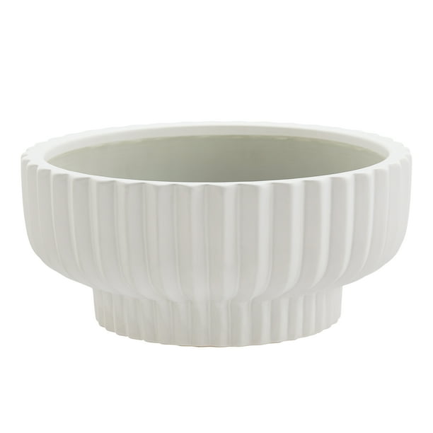 Better Homes & Gardens White Fischer Round Ceramic Planter, 12