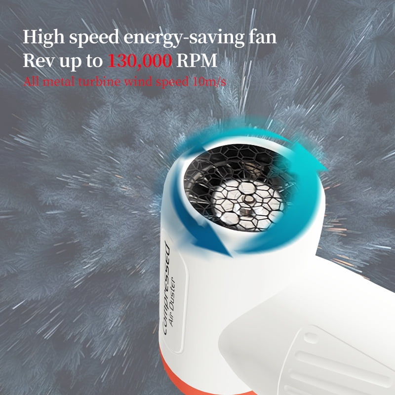 Handheld Hair Dryer 11V 40W High Power Wireless Portable Brushless Motor Lighting Multifunctional Fan(White and Blue-A03)