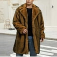 thumbnail image 5 of Yusimy Men's Winter Faux Fur Jacket Long Sleeve Solid Color Turn-Down Collar Warm Coat No Hood Casual Outwear, 5 of 8