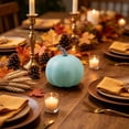 thumbnail image 4 of Fall Decor Halloween Pumpkin Decorations Pastel Blue Foam Artificial Pumpkin PastelAutumn Harvest Tabletop Decor Farmhouse Cottagecore Tiered Tray Centerpiece for Thanksgiving (1PCS), 4 of 7