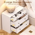 thumbnail image 5 of Brafabhome Set of 2 Nightstands with 3 Drawers, Wooden Bedside Table with Vintage Handles, 31.5" Oversized Extra Large Night Stand with Storage for Bedroom, White, 5 of 9