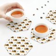 thumbnail image 4 of Leather Coasters with Heat-resistant for Drinks, Brown White Snail Print -标题2 Hexagon, 4 of 5