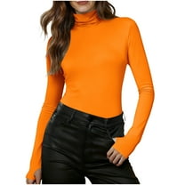 Byworldtasic No Boundaries Turtleneck Long Sleeve Shirts for Women Thermal Underwear Tops Basic Slim Fit Lightweight Thumb loop Top