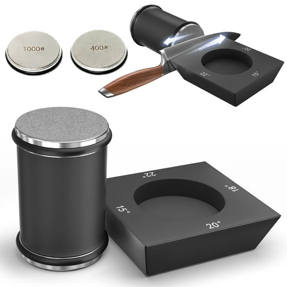Rolling Knife Sharpener System Kit,4-Angle Tumbler Double Diamond 400 1000 Discs Sharpening Stone for Kitchen Knives