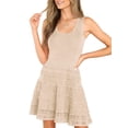 thumbnail image 2 of Womens Sleeveless Casual Crewneck Knitted Crochet Hem Flowy Tank Mini Dresses, 2 of 6