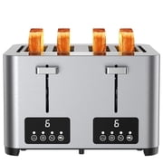 Suodoka 4 Slice Toaster with Touchscreen, Stainless Steel Bread Toaster, 6 Browning Settings, Wide Slots, Reheat, Cancel and Defrost Functions