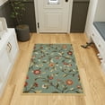 thumbnail image 3 of Ottomanson Floral Area Rug 3'3" x 4'7" - Non Slip Low Pile Carpet, Seafoam Green, 3 of 12