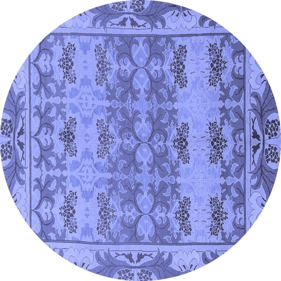 Ahgly Company Indoor Round Abstract Blue Modern Area Rugs, 3' Round