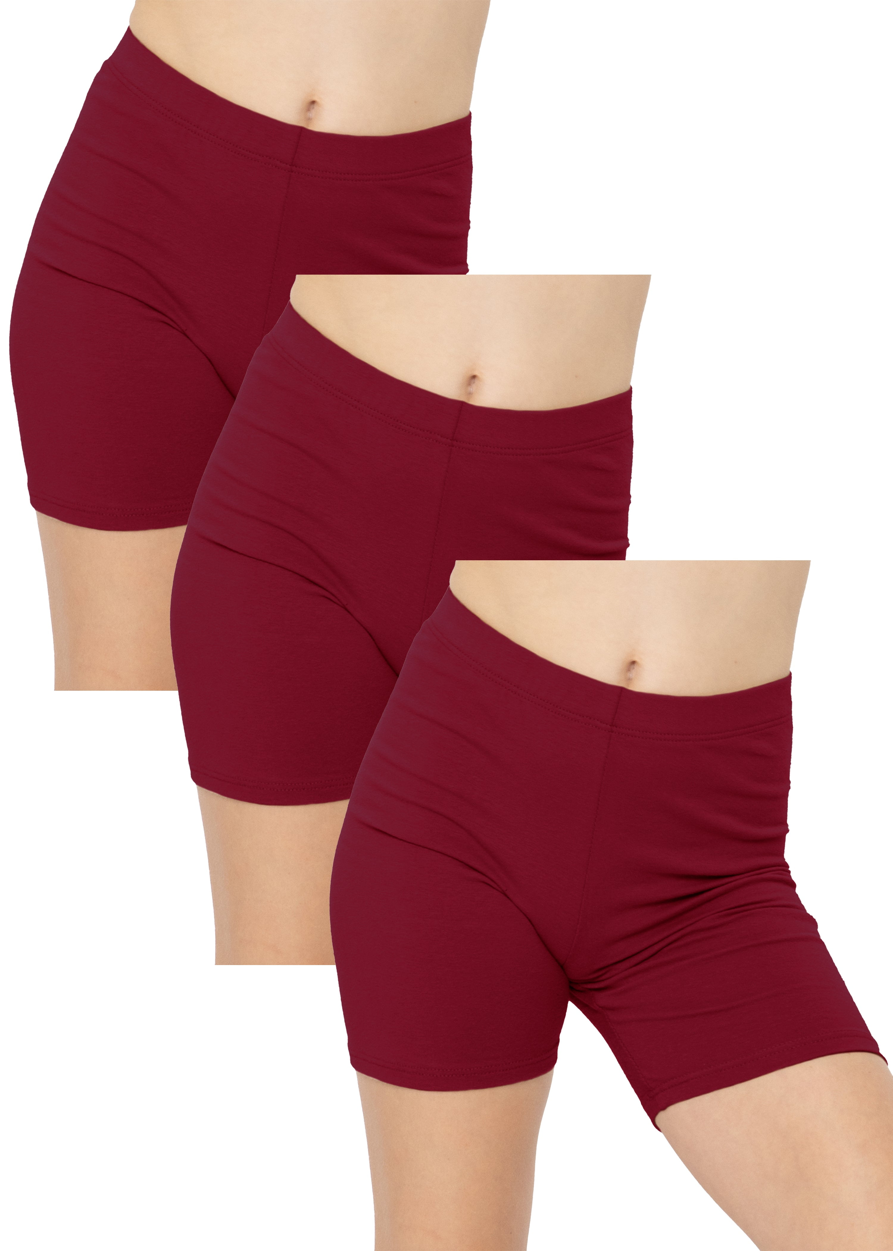 STRETCH IS COMFORT Girl's Cotton Biker Shorts 3 Pack Size 416