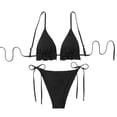 thumbnail image 4 of COMVALUE Two Piece Bikini Sets for Women Sexy Halter Triangle Top Swimsuit String Thong Bathing Suit (Black, XL), 4 of 9