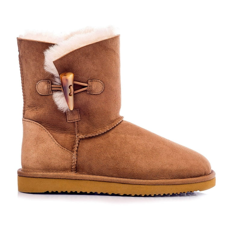 Cozie Steps Women s 100 Genuine Australian Sheepskin Toggle Short Boot 8 Chestnut