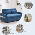 thumbnail image 3 of 55.1" Convertible Sofa Bed Couch, Adjustable Pull Out Sofa Bed With Storage Pockets, 2 Soft Pillows, Dual USB Ports, For Small Space Apartment, 3 of 9