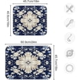 thumbnail image 3 of Dish Drying Mat Blue Damask Baroque Floral Absorbent Dry Mats for Dishes Draining Pad for Kitchen Countertop 18" x 24", 3 of 7