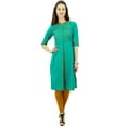 thumbnail image 2 of Phagun Women Solid Pattern Mandarin Collar Straight Kurti Indian Designer Ethnic Dress, 2 of 6