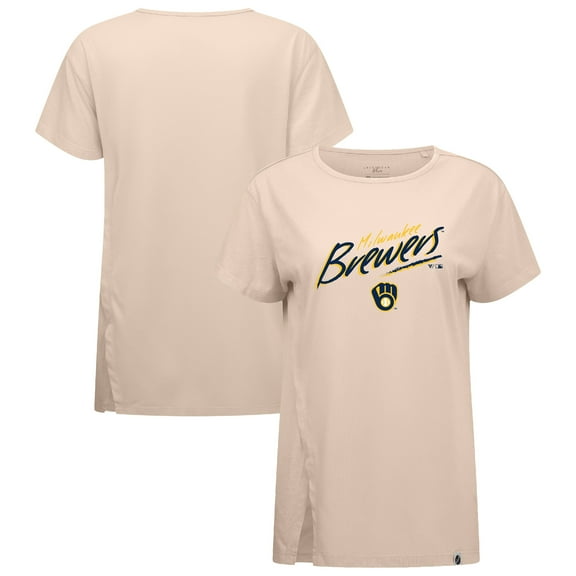 Women's Levelwear Khaki Milwaukee Brewers Influx Sizzle T-Shirt