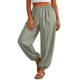 thumbnail image 2 of Yifymode Womens Balloon Pants Trendy Casual Elastic Waist Wide Leg Harem Pants Baggy Pleated Lantern Trousers, 2 of 7