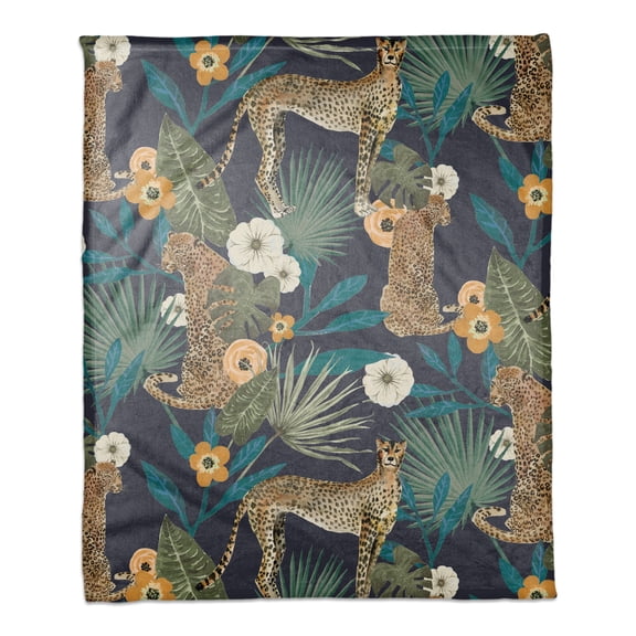 Creative Products Tropical Cheetah Navy 50 x 60 Coral Fleece Blanket
