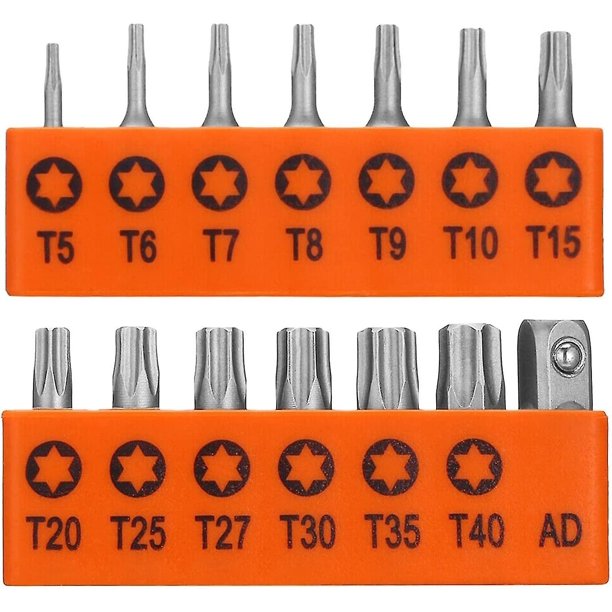 14 piezas T5 T40 Star Bits Tri Wing Steel Security Juego de puntas hexagonales Destornillador