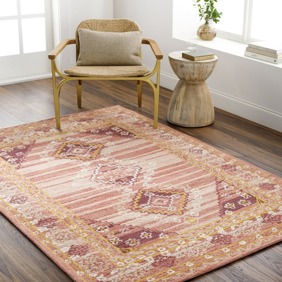Livabliss Wool Rugs for Living Room, 2x3 Addyson Traditional Dusty Coral Area Rug, Bedroom Dining Room Home Decor Handmade Carpet (2' x 3')