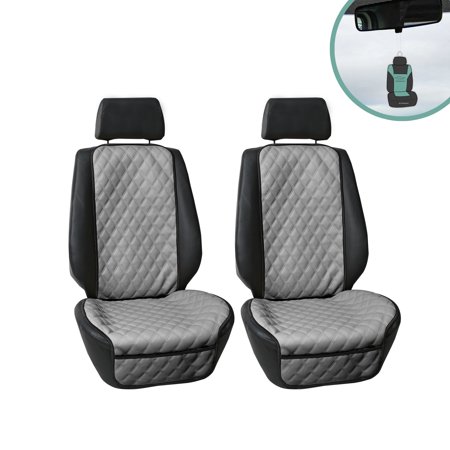 FH Group Front Seat 2PK Faux Leather Seat Protector with Bonus Air Freshener