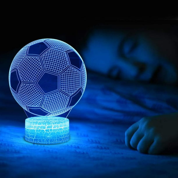 Cadeau de football Veilleuse 3D pour enfants, 16 couleurs changent les  lampes à illusion d'optique avec télécommande, cadeaux d'anniversaire pour  les fans de sport, garçons, filles et adultes 