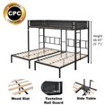 Triple Bunk Bed, Metal Triple Twin Bunk Bed with Sturdy Metal Bed Frame and Noisefree Wood