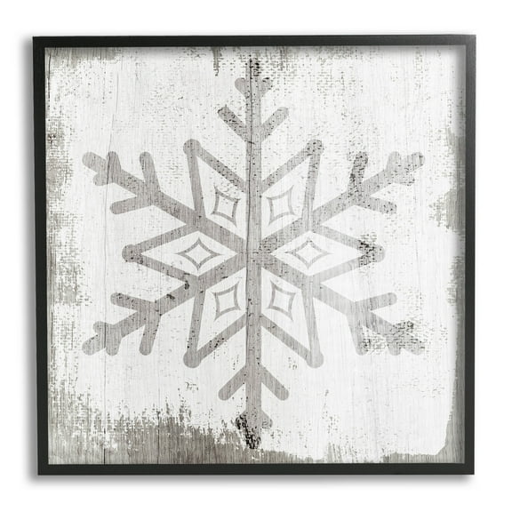 Rustic Winter Snowflake Shape Holiday Graphic Art Black Framed Art Print Wall Art
