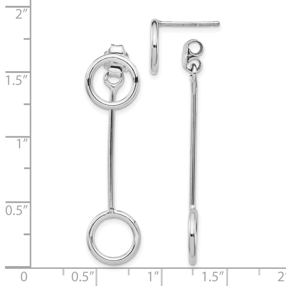 Diamond2Deal 925 Sterling Silver Rhod-plt Polished Front and Back Post Dangle Earring for Women (L- 1.7 inch, W- 0.4 inch)