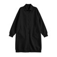 thumbnail image 7 of WIZUTIZ Women's Solid Color Button Down Lapel Collar Coat Mid-Length Long Sleeve Pockets Loose Fit Casual Winter Warm Outerwear, 7 of 7