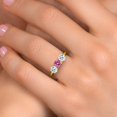 thumbnail image 4 of Gem Stone King 18K Yellow Gold Plated Silver Pink Moissanite and White Topaz Engagement Ring for Women | 1.70 Cttw | Round 5MM | Gemstone Birthstone | Size 8, 4 of 6