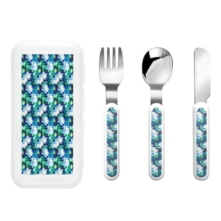 

Matuu Blue Lotus Flower for Stainless Steel Kids Cutlery and Toddler Flatware Kids Utensil Set includes Knives Forks Spoons Ideal for Home and Preschools