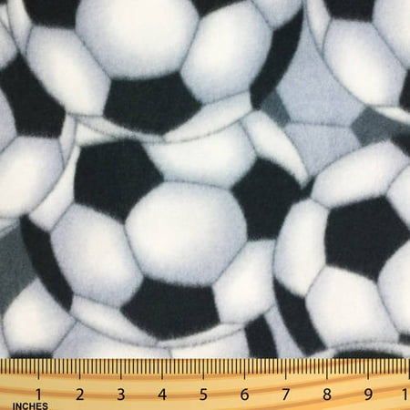 New Yard SHASON TEXTILE (2 Yards cut) POLAR FLEECE FABRIC 100% POLYESTER ANTI-PILL, New Soccer Ball, Available in Multiple Colors ()