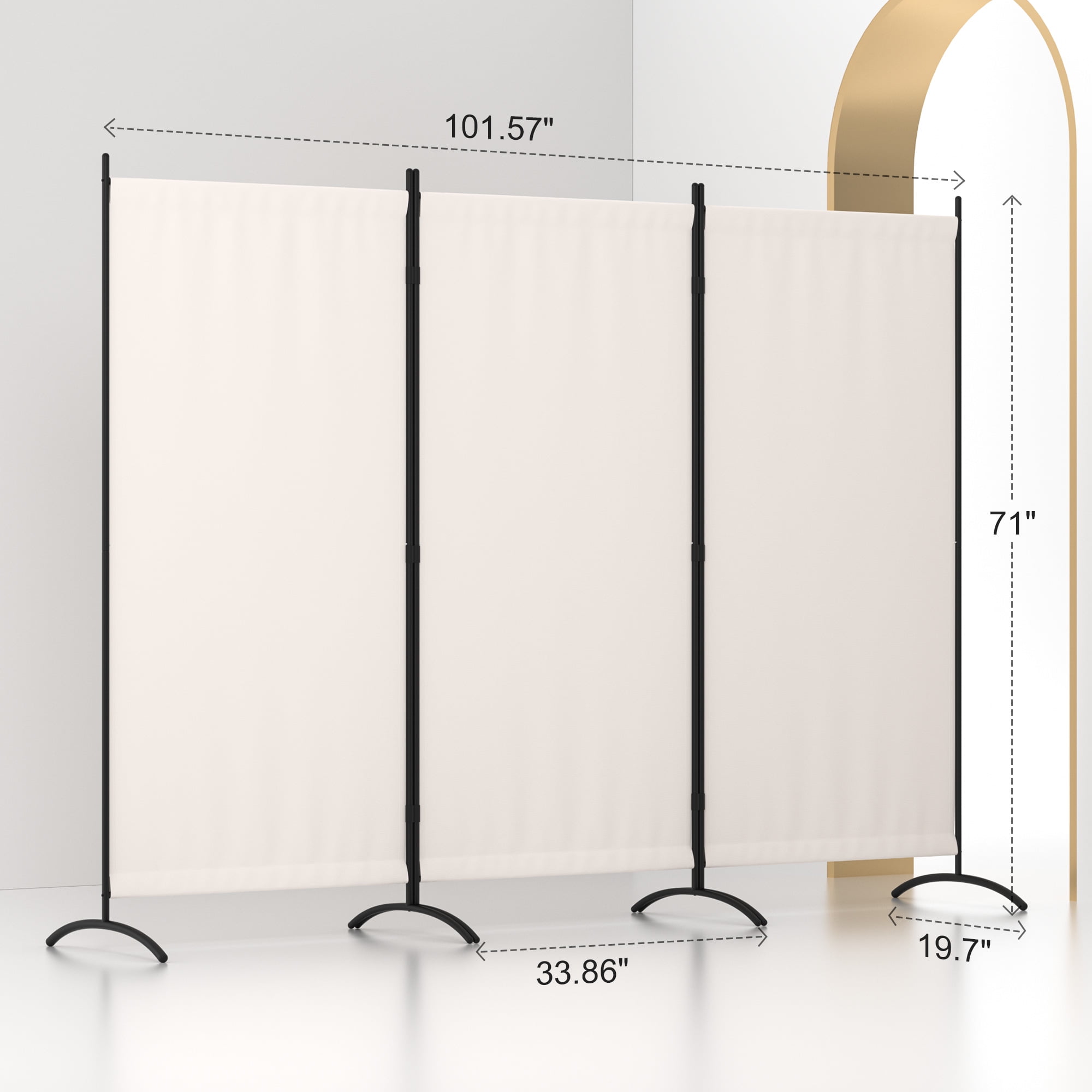 Room Divider 8FT Portable Room Dividers And Folding Privacy Screens, 101'' L Fabric Divider For Room Separation, 3 Panel Partition Room Dividers Freestanding Wall Divider Screen