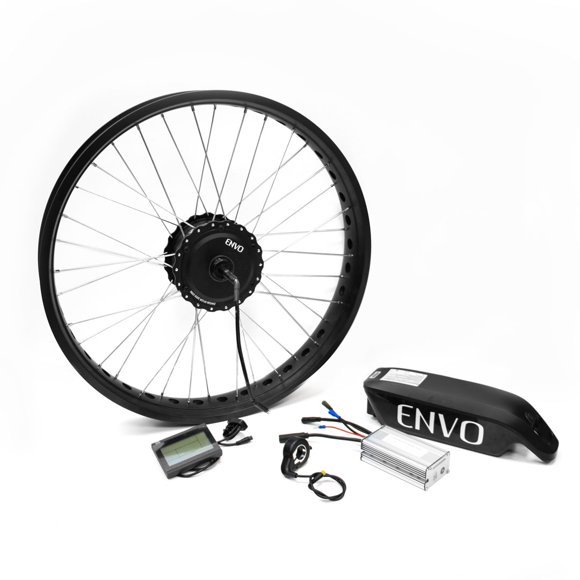 Street Legal Fat Tire ENVO Ebike KIT 500W Electric Bicycle E Bike Complete Conversion Kit Front Hub Motor, Downtube Battery Li-Ion LCD 26x4in Fat Snow or Beach tire Rim (26in Fat Rim)