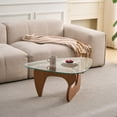 thumbnail image 5 of Sumdeal Mid-Century Rectangular Glass Coffee Table with Wood Base, 35.82 in, Brown, Living Room Center Table, 5 of 6