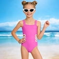 thumbnail image 6 of BOBOGOJP Girls Swimsuit Solid Color Cut Out One Piece Bathing Suit with Chest Pad Adjustable Strap Round Neck Girls' Swimwear Hot Pink for Size 9-10 Years, 6 of 9