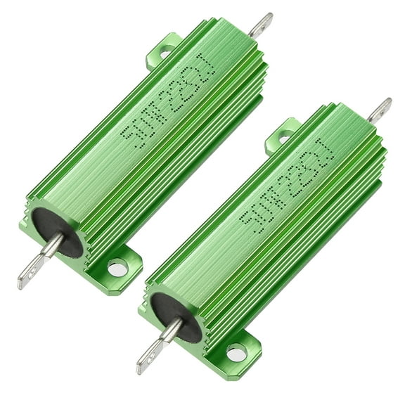 50W 22 Ohm Aluminium Housing Chassis Mount Wirewound Power Resistor Green 2pcs