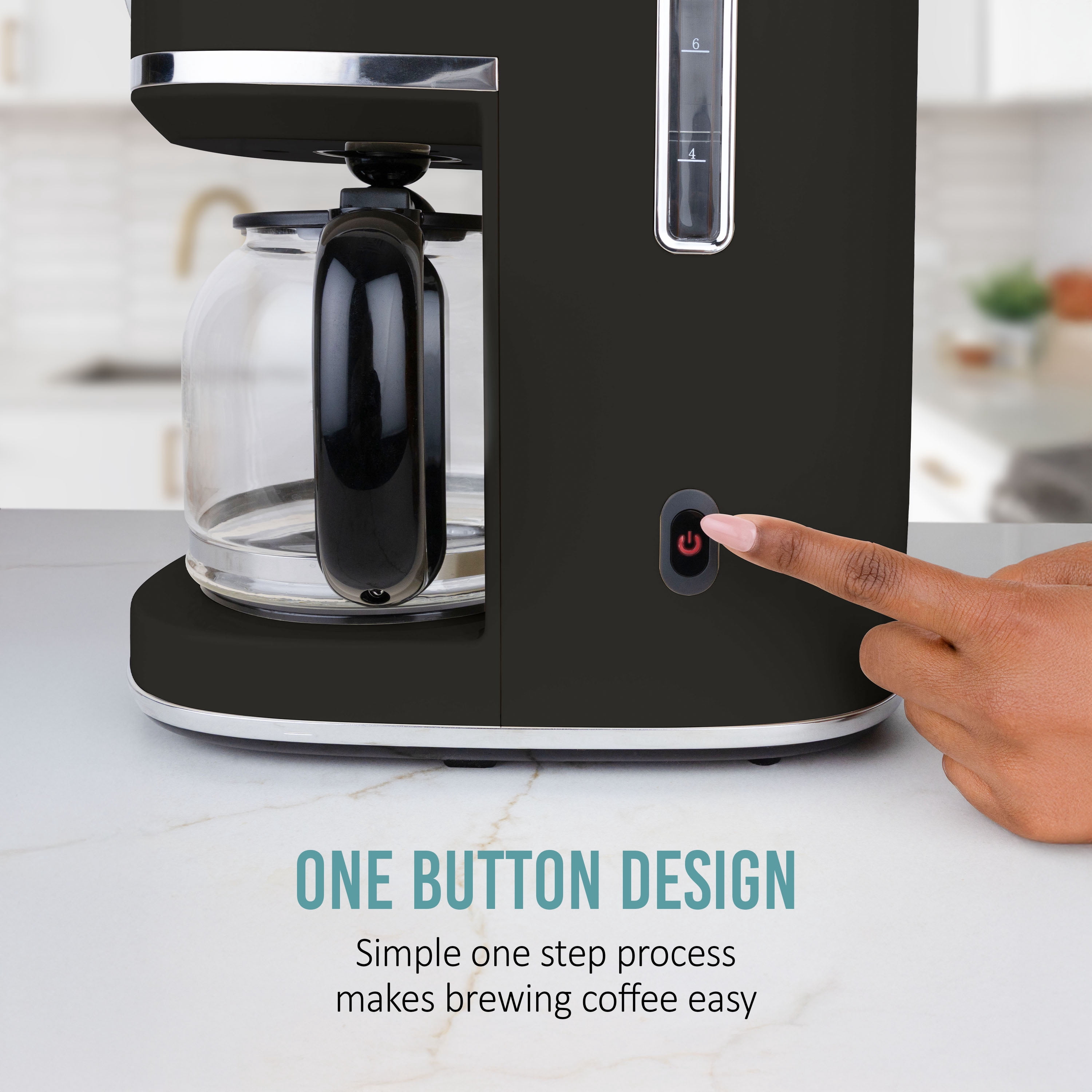 Nostalgia Retro Coffee Maker, 10-Cup One Button Brewing Classic Coffee Machine with Reusable Filter, Black