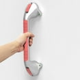 thumbnail image 2 of SAFETY+BEAUTY Suction Shower Grab Bar, Bath Tub Handle with Indicator, Anti-Slip Grip, Metallic Silver Dual Tone (Pink, 17 inch), 2 of 7