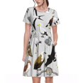 thumbnail image 1 of Balery Animal Bird Vestidos sueltos de manga corta para mujer, vestidos de verano 2025, vestidos casuales de corte A con vuelo., 1 of 6
