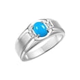 thumbnail image 3 of RYLOS Men's Rings Sterling Silver Classic 7X5MM Oval Gemstone & Diamond Ring Turquoise Birthstone Rings For Men, Silver Rings, Size 11, 3 of 7