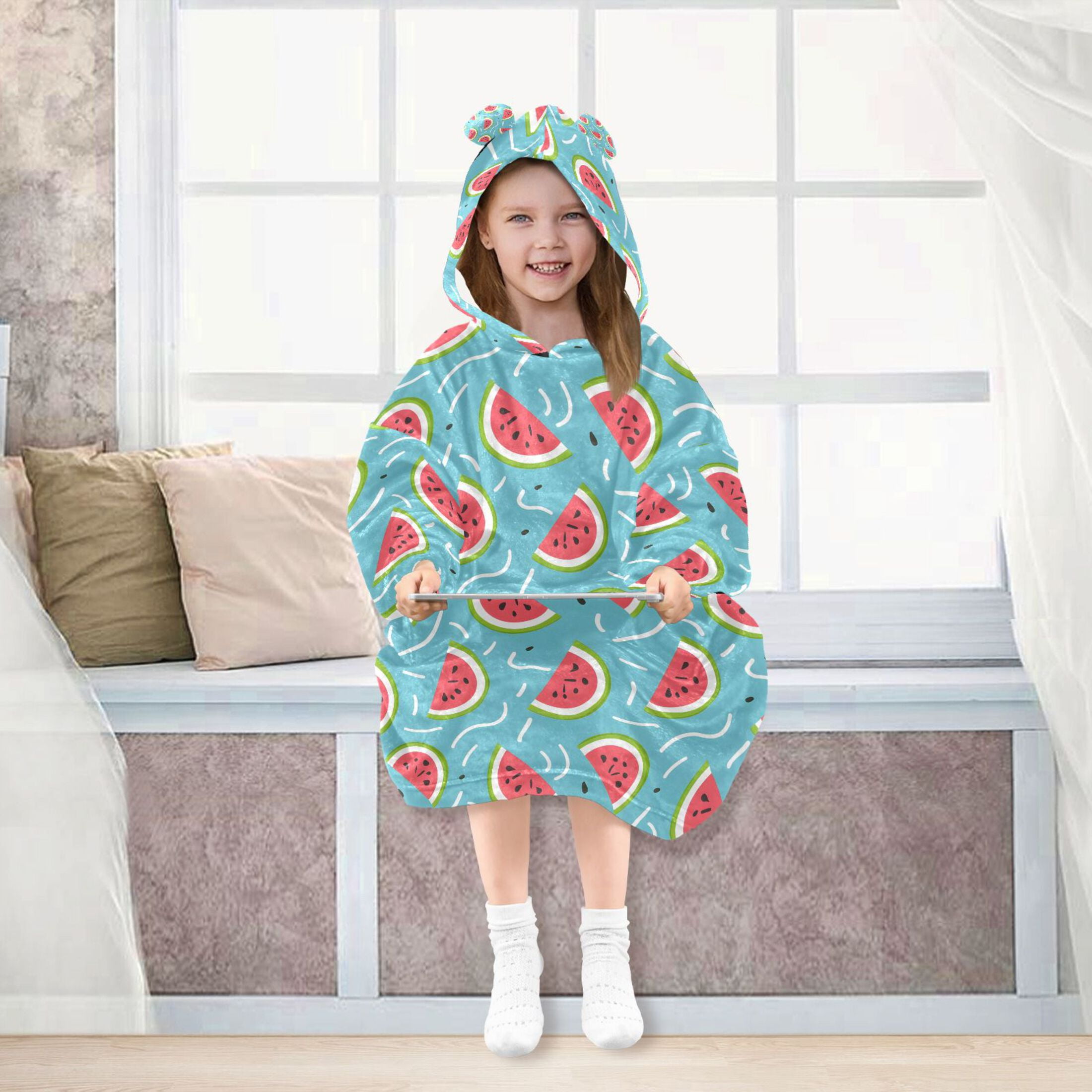 joogoo Blanket Hoodie for Watermelons Oversize Sweatshirt 3-14 YR L
