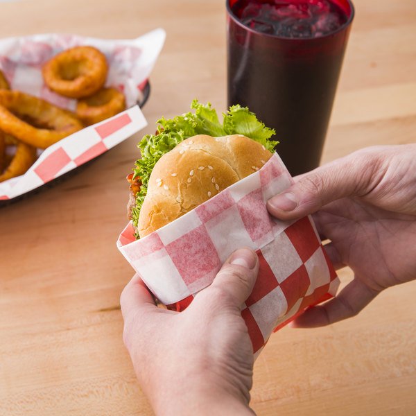 Choice 12" x 12" Red Check Deli Sandwich Wrap Paper 5000/Case Walmart Canada