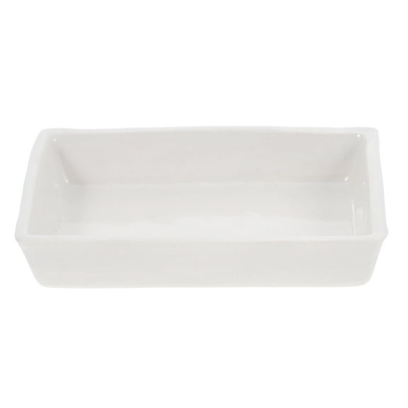 UPKOCH Small Ceramic Tray Ceramic Burning Tray for Laboratory Use Rectangular White 1 Piece