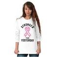 thumbnail image 3 of Stronger Than Yesterday Breast Cancer Women's Long Sleeve T Shirt Brisco Brands S, 3 of 6