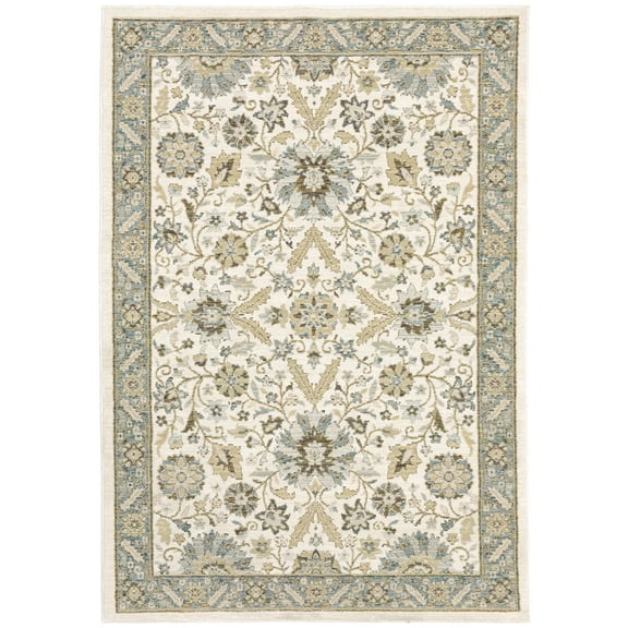 Moretti Glow Area Rug 8918I Traditional Stone Bordered Bulbs 2' 6" x 12' Rectangle